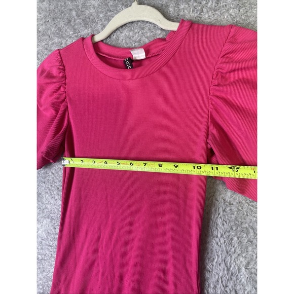Divided H&M Women's Ribbed Pink Short Sleeve Bodycon Dress Size XS - Picture 4 of 6